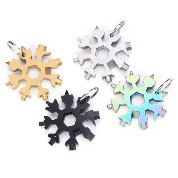18-in-1 Snowflake Spanner Keyring | Hex Wrench & Multifunction Outdoor Tool | Compact Camping & Survival Hand Tool - Image 5