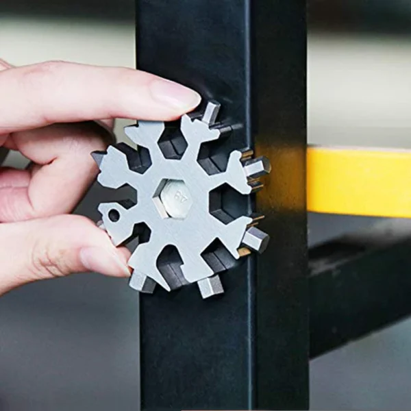 18-in-1 Snowflake Spanner Keyring | Hex Wrench & Multifunction Outdoor Tool | Compact Camping & Survival Hand Tool - Image 2