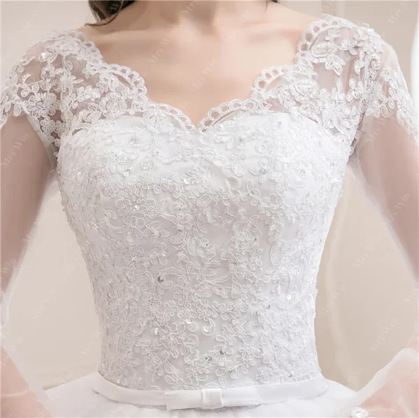 Best-Selling 2024 Long Sleeve V-Neck Lace Wedding Dress | Vintage Bridal Ball Gown | Modest Customizable Wedding Dress - Image 4