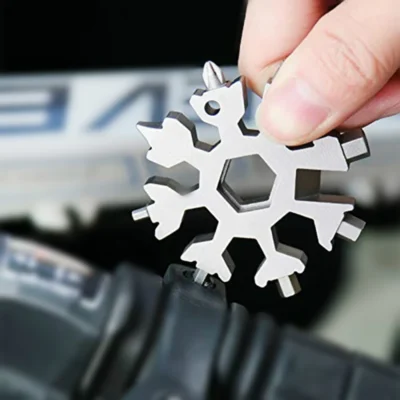 18-in-1 Snowflake Spanner Keyring | Hex Wrench & Multifunction Outdoor Tool | Compact Camping & Survival Hand Tool