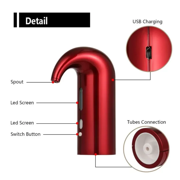 Electric Wine Decanter | Smart USB-Charged Pourer & Automatic Aerator | Quick Red Wine Dispenser for Bar Use - Image 4