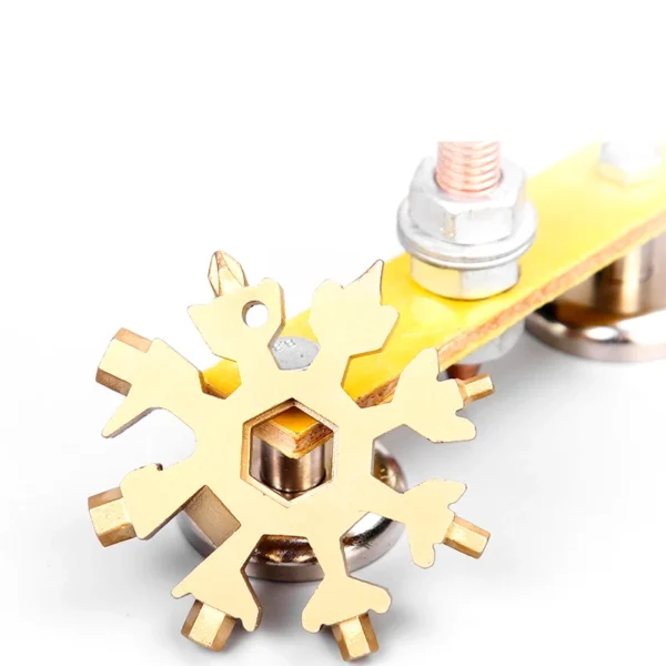 18-in-1 Snowflake Spanner Keyring | Hex Wrench & Multifunction Outdoor Tool | Compact Camping & Survival Hand Tool - Image 4