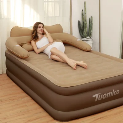 Double Camping Inflatable Bed | 152*203*48CM Comfortable Collapsible Air Mattress | Portable Sleeping Mat for Two