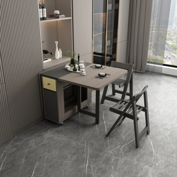 Fashion Folding Dining Table | Multifunctional Rectangle Foldable Furniture with Chairs | Space-Saving Yemek Masasi Design - Image 3