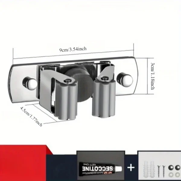 Heavy-Duty Mop & Broom Holder | Wall-Mounted Stainless Steel Organizer with Anti-Slip Clips & Hooks | Multifunctional Storage Solution - Image 4