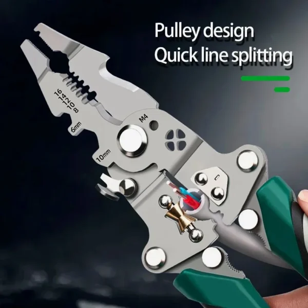 Foldable Wire Stripper | Pulley Design Multi-Function Pliers for Electricians | Wire Splitter, Winder & Crimper Tool - Image 5
