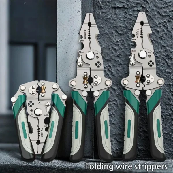 Foldable Wire Stripper | Pulley Design Multi-Function Pliers for Electricians | Wire Splitter, Winder & Crimper Tool - Image 2