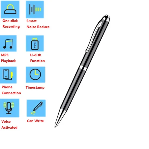 256GB Voice Recorder Pen | Mini Professional Audio Dictaphone with Noise Reduction | MP3 Player & Sound Recording Tool