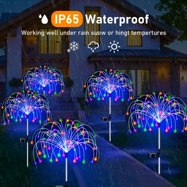 Solar-Powered Firework LED Stake Lights – Outdoor Garden Pathway Fairy Lights | Waterproof Yard & Patio Decor for Landscape Lighting - Image 3