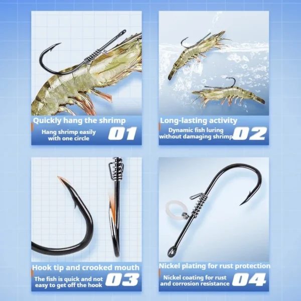 Live Fish Hook with Shrimp Back & Red Oil Fishing Float | 15pcs for Perch Fishing | Premium Quality Tackle - Image 2