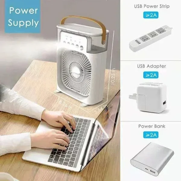 Portable 3-in-1 Air Cooler | Mini Fan, Humidifier & LED Night Light | Home Air Conditioner Alternative - Image 3