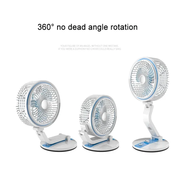 1600mAh Solar-Powered Portable Fan – USB Rechargeable Electric Wall & Desktop Fan with LED Night Light | Perfect for Home Use - Image 3