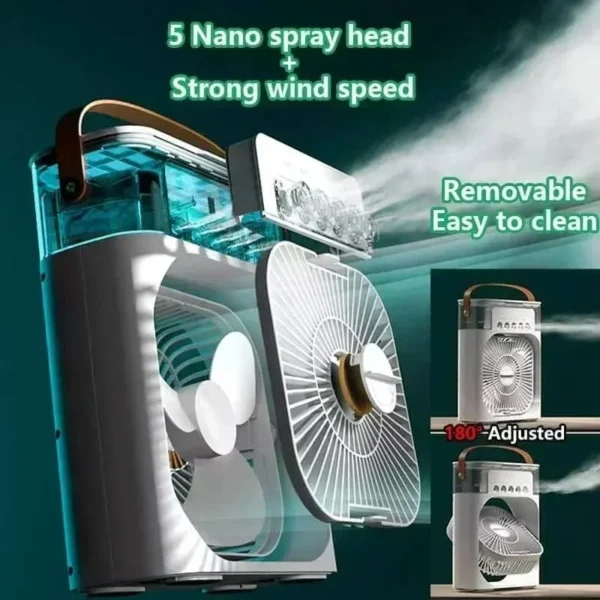Portable 3-in-1 Air Cooler | Mini Fan, Humidifier & LED Night Light | Home Air Conditioner Alternative - Image 4