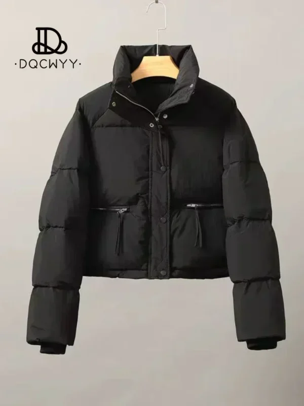 2025 Women's Winter Jacket – Korean Fashion Stand Collar Cotton-Padded Coat | Thickened & Stylish Short Bread Jacket for Cold Weather - Image 3