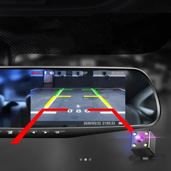 4.3 Inch Car DVR Rearview Mirror | Dual Lens 1080P Driving Recorder | Front & Rear Camera Black Box for Vehicles - Image 5