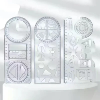 Multi-Functional 360° Geometric Drawing Ruler | Portable Transparent 3D Tool for Primary School Math Students