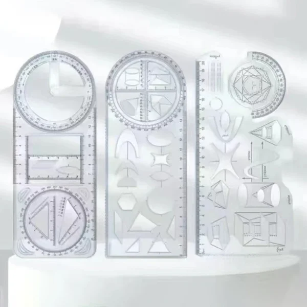 Multi-Functional 360° Geometric Drawing Ruler | Portable Transparent 3D Tool for Primary School Math Students