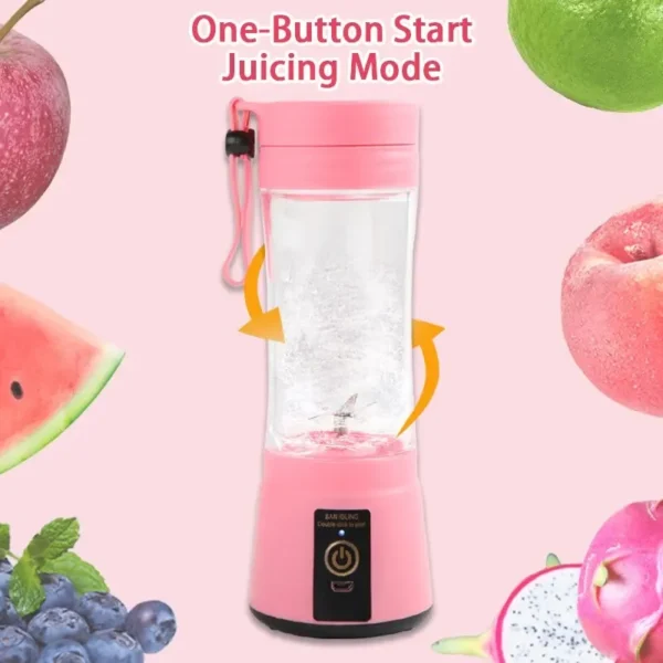 Portable Mini Fruit Juicer | 6-Blade USB Electric Blender Bottle | Personal Juice Cup for Home & Kitchen Use - Image 2
