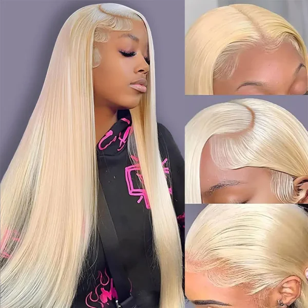 Blonde 613 Lace Front Wig | 13x6 HD Human Hair Wig for Women | Pre-Plucked Straight Hair, Dye-Friendly Design - Image 2