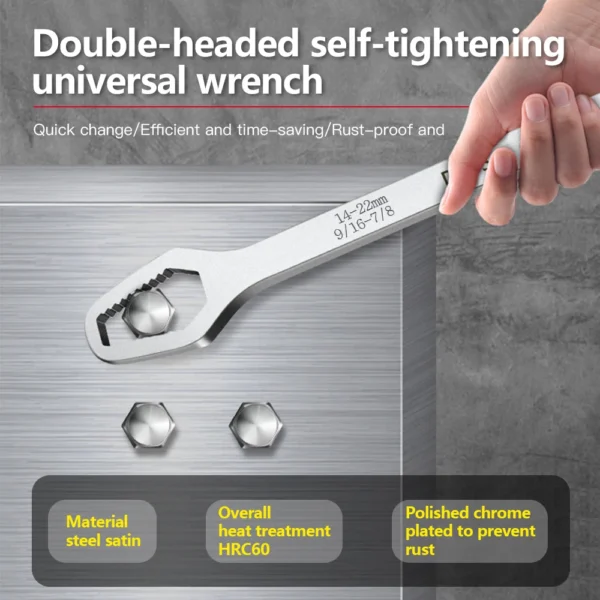 8-22mm Universal Torx Wrench | Self-Tightening Adjustable Glasses Wrench | Double-Head Spanner for Factory & Repair Use - Image 2