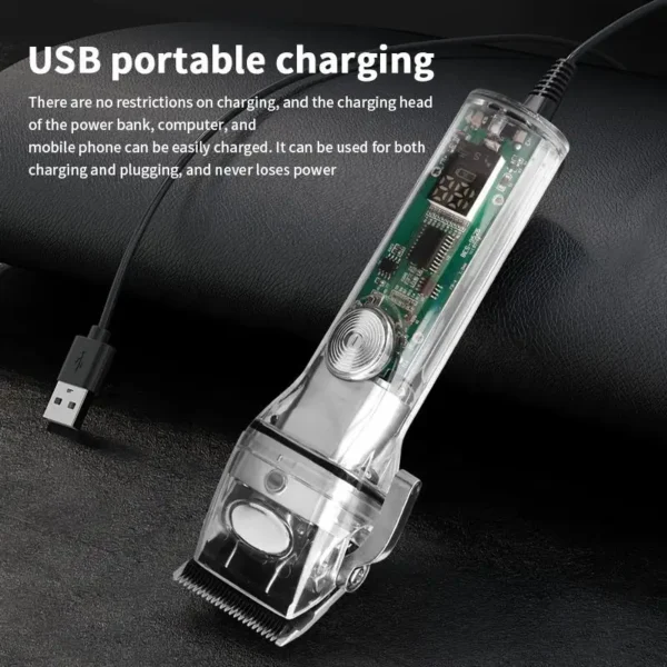 WAIKIL Men's Multi-Functional Electric Barber Trimmer | Intelligent Digital Display & USB Charging | Cordless Hair Styling Tool - Image 6