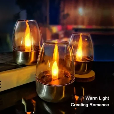 LED Solar Candles | Flameless Rechargeable Night Light for Weddings, Parties & Garden Decor | Waterproof Outdoor Lamp