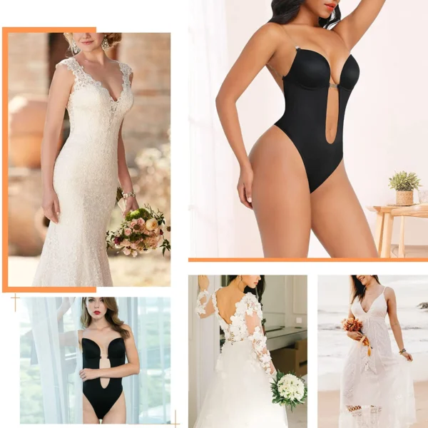 Invisible Shaper Bodysuit – Sexy Backless Deep V-Neck Corset with Clear Straps | Padded Push-Up & Waist Training Thong Shapewear for All Occasions - Image 4