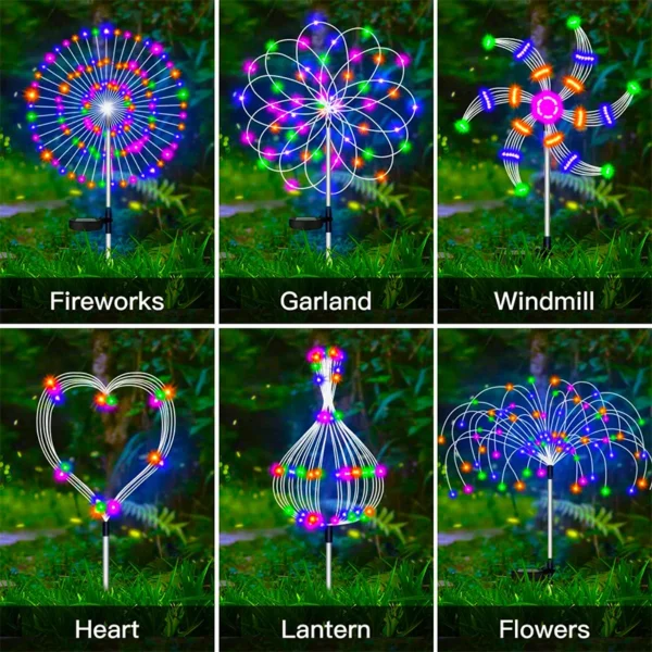 Solar-Powered Firework LED Stake Lights – Outdoor Garden Pathway Fairy Lights | Waterproof Yard & Patio Decor for Landscape Lighting - Image 4