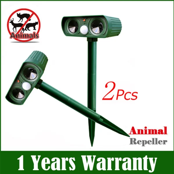 Ultrasonic Animal Repellent – Solar-Powered PIR Motion Detector | Waterproof Cat & Dog Deterrent for Garden, Farm, and Yard - Image 2