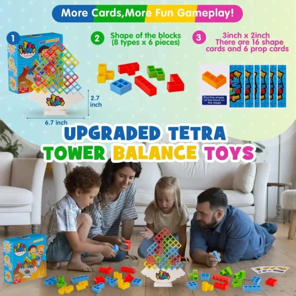 Tetra Tower Balance Stacking Game | Fun Building Blocks Puzzle for Kids & Adults | Perfect for Family Game Nights & Parties - Image 2