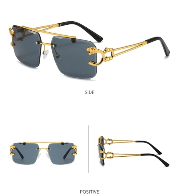 Luxury Square Sunglasses | Vintage Rimless Designer Sun Glasses for Men & Women | Retro Fashion Mirror Eyewear - Image 3