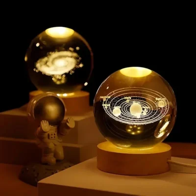 3D Crystal Glass Earth Globe | 6cm Solar System Desktop Decoration