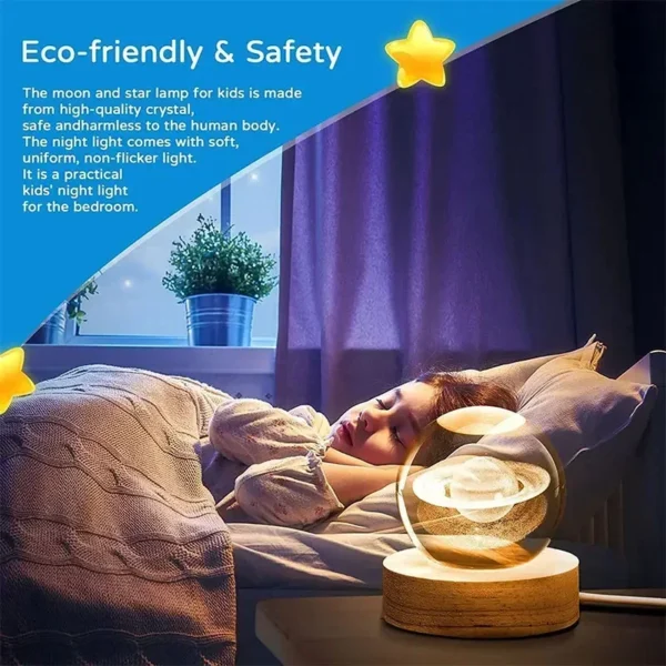 3D Crystal Glass Earth Globe | 6cm Solar System Desktop Decoration - Image 4