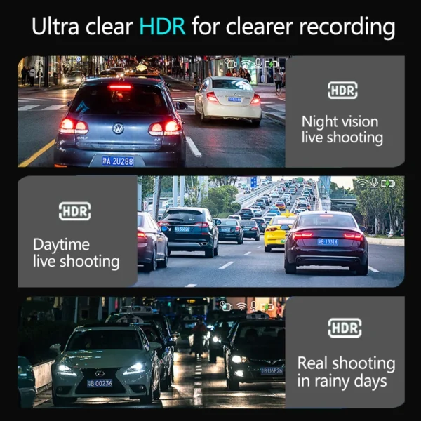 10-Inch Mirror Dash Cam | Touch Screen Rearview Mirror Camera with Front & Rear Recording | Black Box DVR for Cars - Image 3