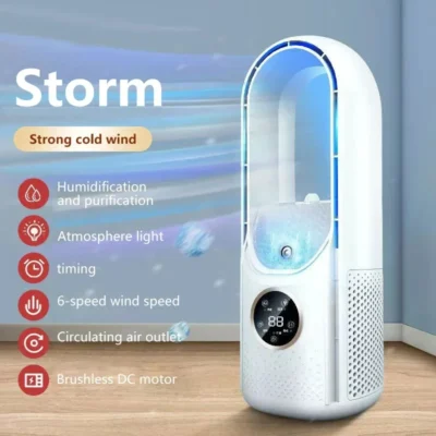 Bladeless Portable Mini Fan | Rechargeable Handheld Cooler | 6-Speed Silent Ventilator for Camping & Travel