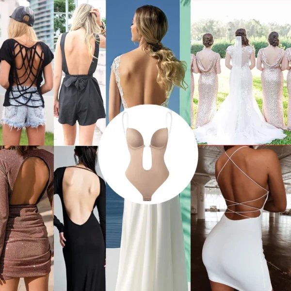 Invisible Shaper Bodysuit – Sexy Backless Deep V-Neck Corset with Clear Straps | Padded Push-Up & Waist Training Thong Shapewear for All Occasions - Image 3