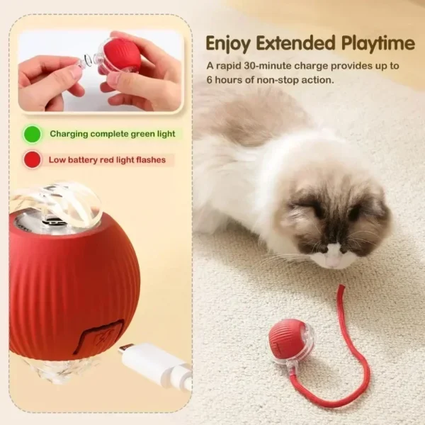 Cat Interactive Ball Toy | Automatic Rolling Ball with Tail, Rechargeable Smart Pet Toy for Cats & Kittens | Intelligent Mouse Design for Active Play and Exercise - Image 6
