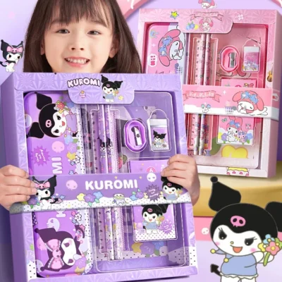 Sanrio Kawaii Stationery Gift Box – 12-Piece School Supplies Featuring Kuromi, Melody & Cinnamoroll | Perfect for Girls & Primary School Students