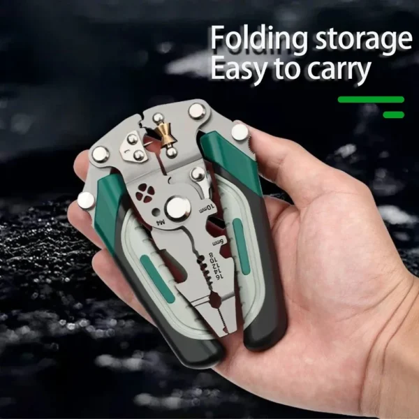 Foldable Wire Stripper | Pulley Design Multi-Function Pliers for Electricians | Wire Splitter, Winder & Crimper Tool - Image 3
