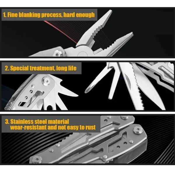 Multi-Tool Pocket Knife | Folding Pliers for Outdoor, Tactical & Survival Use | Portable Multipurpose Repair Tool - Image 4