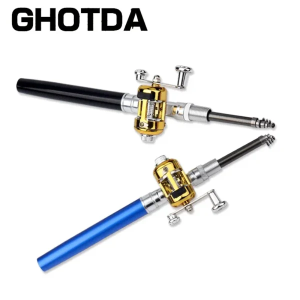 Mini Portable Fishing Rod | Pen-Shaped Aluminum Alloy Pocket Fishing Pole with Reel | Compact & Lightweight Design - Image 2
