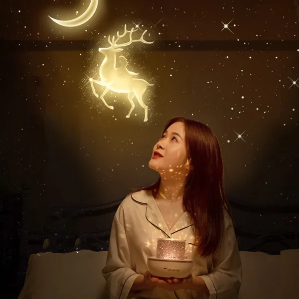 Starry Projector Night Light | Rotating Galaxy Lamp with Moon & Starlight Effects | Perfect Bedroom Decor & Kids' Gift - Image 6
