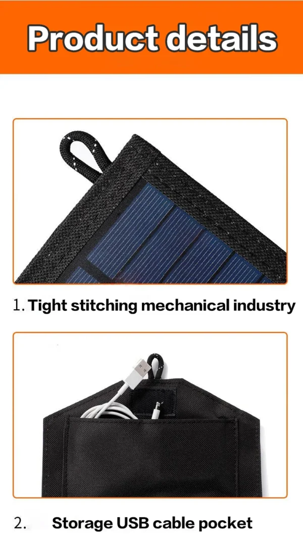 6-Fold 800W Foldable Solar Panel – 20Wh Portable USB Charger | 5V DC Full-Time Power Supply for Mobile Devices - Image 3