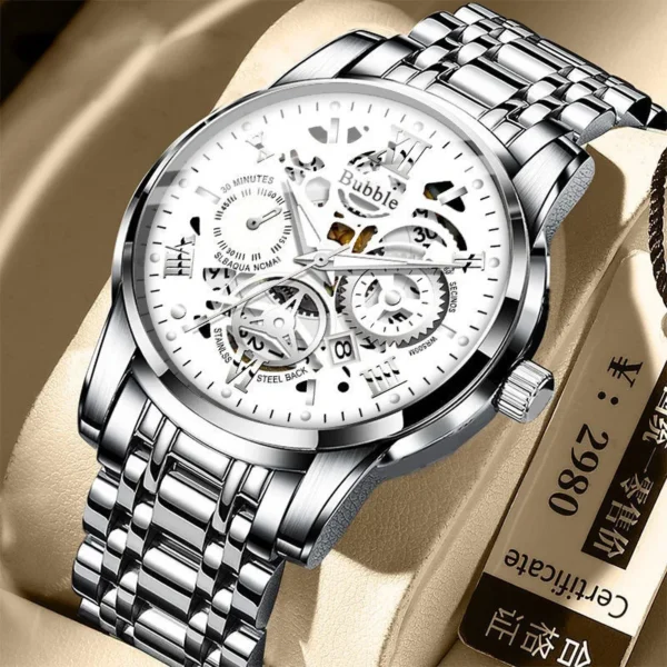 UTHAI Men's Luxury Quartz Watch | Trendy Roman Hollow Dial | Waterproof & Versatile Wristwatch for Everyday Style - Image 2