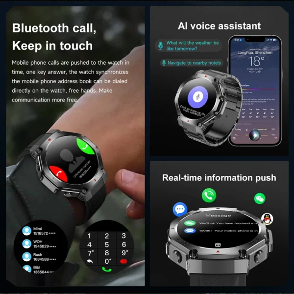 2025 New LED Smartwatch – HD AMOLED Display with Bluetooth Calling | Heart Rate Monitoring & Health Tracking for Men & Women | Waterproof Fitness Smartwatch - Image 3