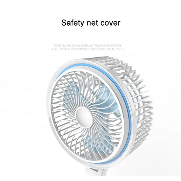 1600mAh Solar-Powered Portable Fan – USB Rechargeable Electric Wall & Desktop Fan with LED Night Light | Perfect for Home Use - Image 5