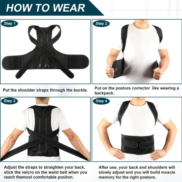 Back Brace Posture Corrector for Men & Women | Scoliosis & Hunchback Correction | Adjustable Back Straightener Trainer - Image 6