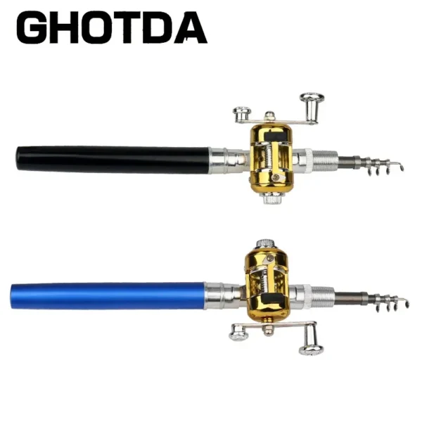 Mini Portable Fishing Rod | Pen-Shaped Aluminum Alloy Pocket Fishing Pole with Reel | Compact & Lightweight Design