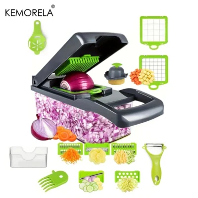 14/16-in-1 Multifunctional Vegetable Chopper | Onion Slicer, Food Grater & Dicer | Handle Kitchen Cutting Tool