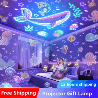 Starry Projector Night Light | Rotating Galaxy Lamp with Moon & Starlight Effects | Perfect Bedroom Decor & Kids' Gift